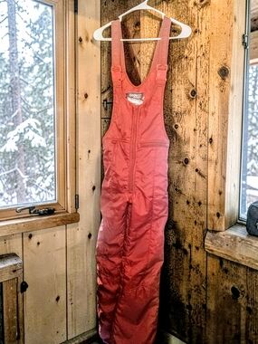 Vintage 1980's Far West Seattle Ski/Snow Bib Overalls-Maroon Size Large (L)